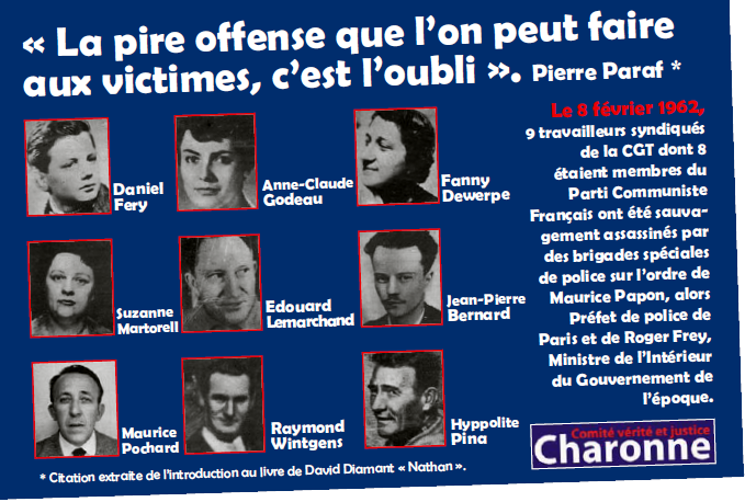 Massacre d'Etat au métro Charonne le 8 février 1962 | UD CGT 82